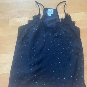 Polka dot lace tank top